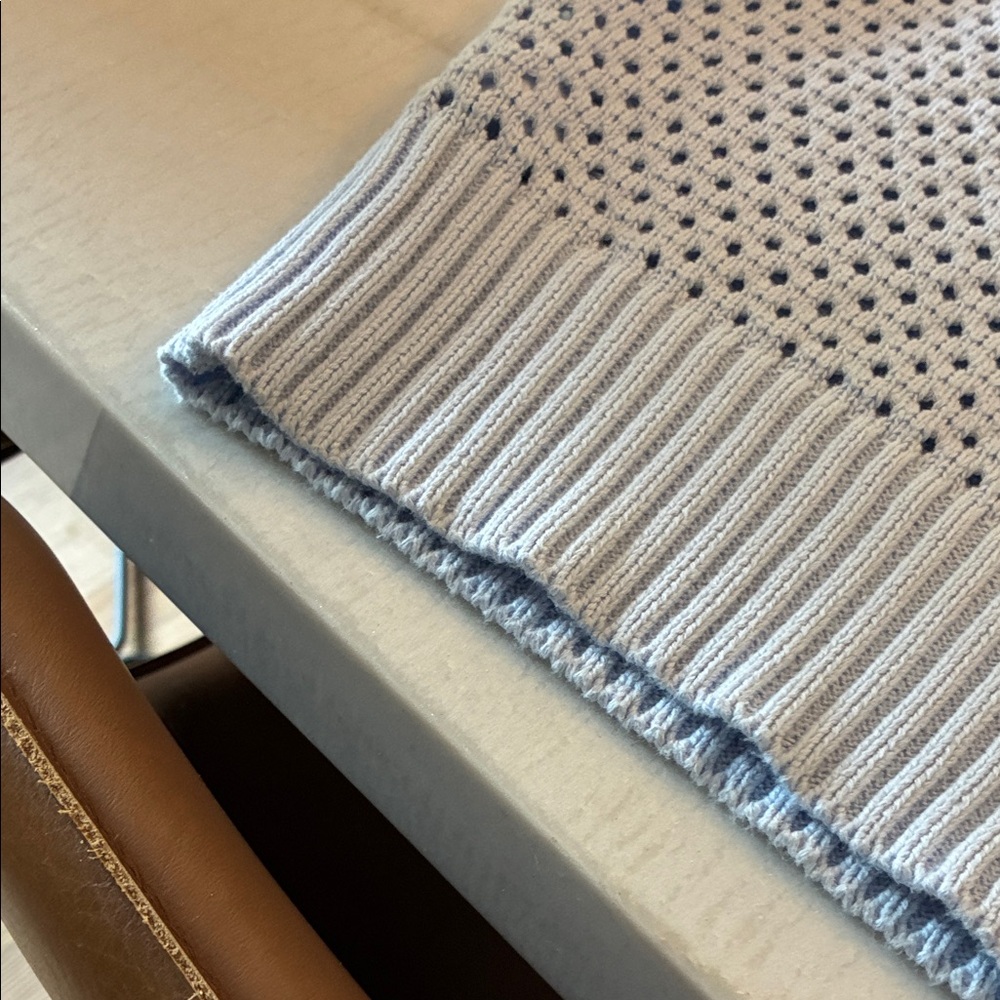 Magaschoni Light Blue Sleeveless Knit Sweater with Zipper. - Picture 7 of 8